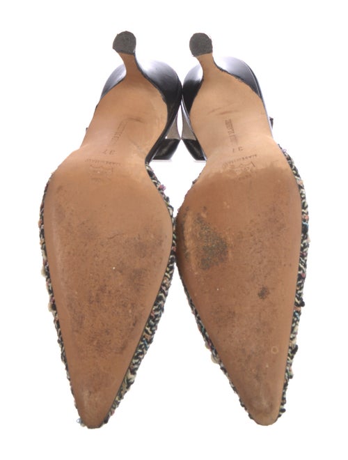 Manolo Blahnik Leather Tweed Pattern Slingback Pumps
