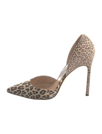 Manolo Blahnik Suede Animal Print D'Orsay Pumps