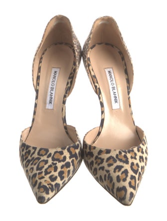 Manolo Blahnik Suede Animal Print D'Orsay Pumps