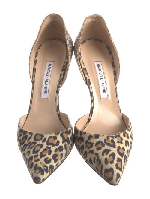 Manolo Blahnik Suede Animal Print D'Orsay Pumps