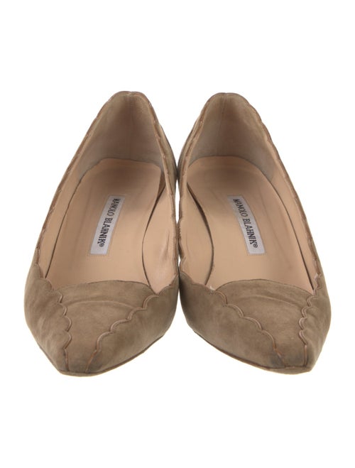 Manolo Blahnik Suede Scalloped Accent Pumps