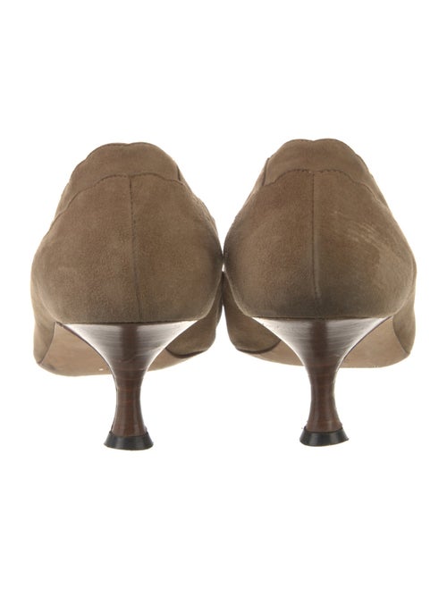 Manolo Blahnik Suede Scalloped Accent Pumps