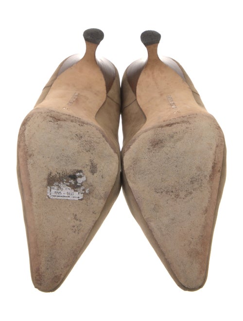 Manolo Blahnik Suede Scalloped Accent Pumps