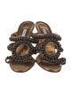 Manolo Blahnik Leather Beaded Accents Slides