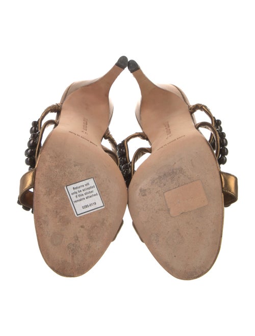 Manolo Blahnik Leather Beaded Accents Slides