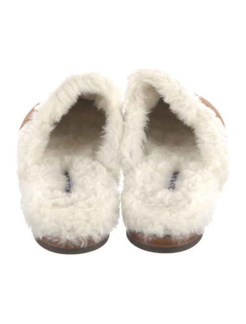 Manolo Blahnik Suede Fur Trim Mules