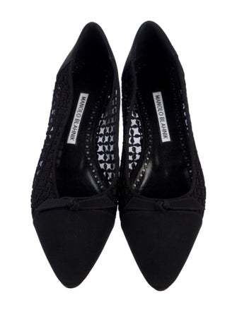 Manolo Blahnik Mesh Bow Accents Ballet Flats