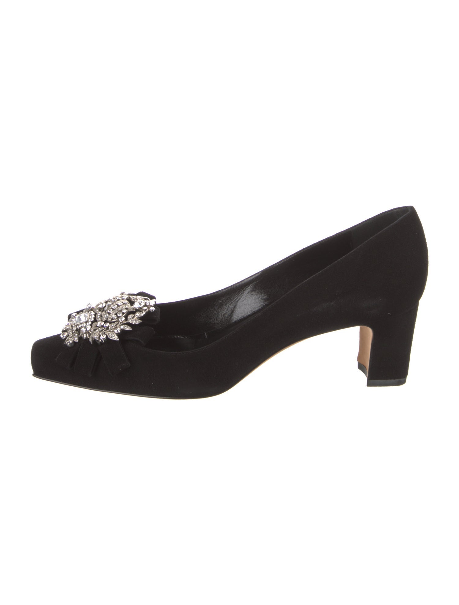 Manolo Blahnik Suede Crystal Embellishments Pumps