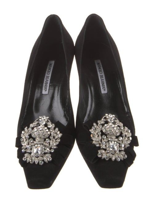 Manolo Blahnik Suede Crystal Embellishments Pumps