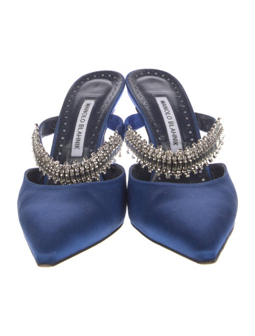 Manolo Blahnik Satin Crystal Embellishments Mules