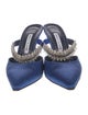 Manolo Blahnik Satin Crystal Embellishments Mules