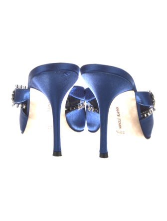 Manolo Blahnik Satin Crystal Embellishments Mules