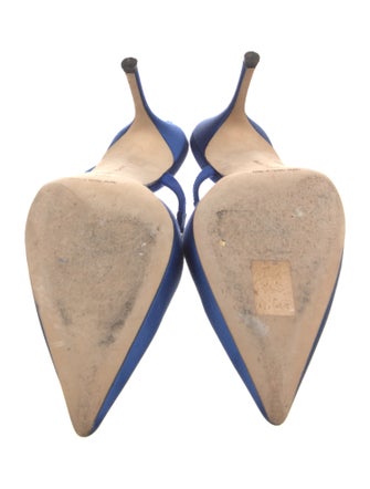 Manolo Blahnik Satin Crystal Embellishments Mules