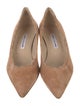 Manolo Blahnik Suede Scalloped Accent Pumps