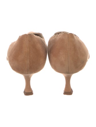 Manolo Blahnik Suede Scalloped Accent Pumps