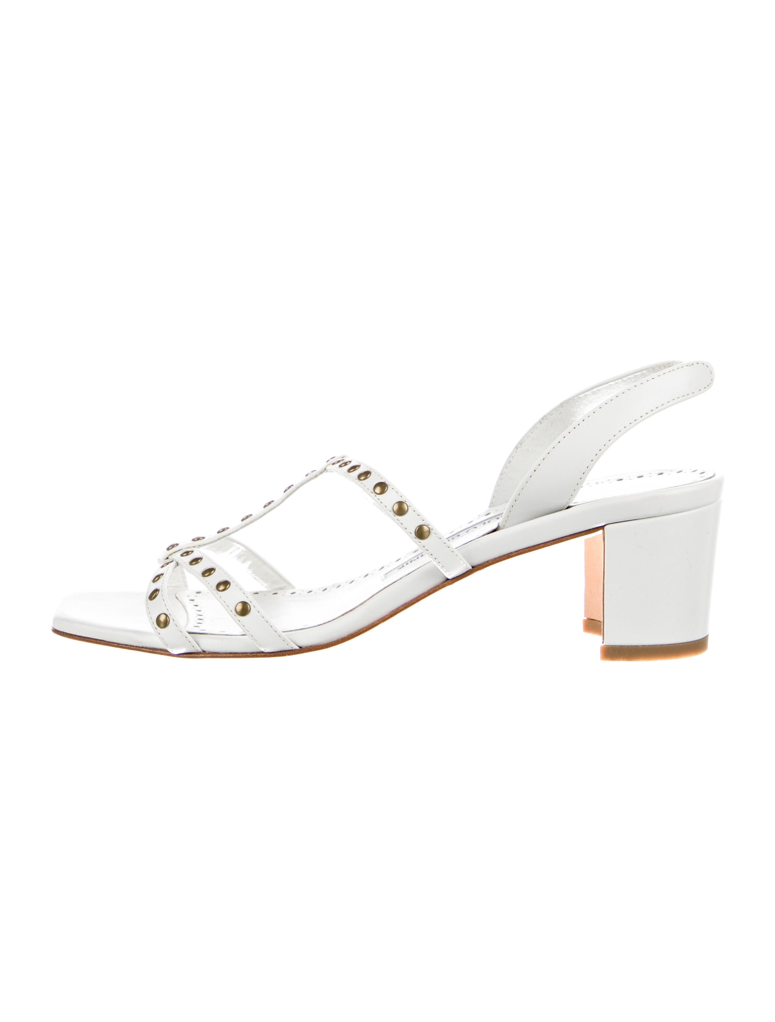 Manolo Blahnik Leather Studded Accents Slingback Sandals