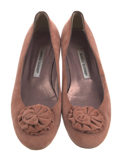 Manolo Blahnik Suede Floral Print Flats