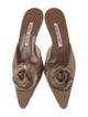 Manolo Blahnik Suede Fur Trim Mules