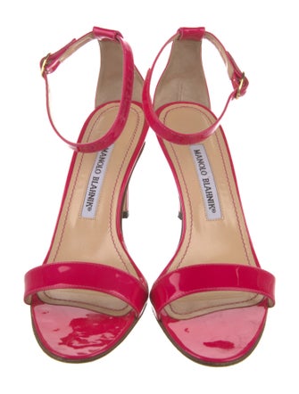 Manolo Blahnik Patent Leather Cutout Accent Sandals
