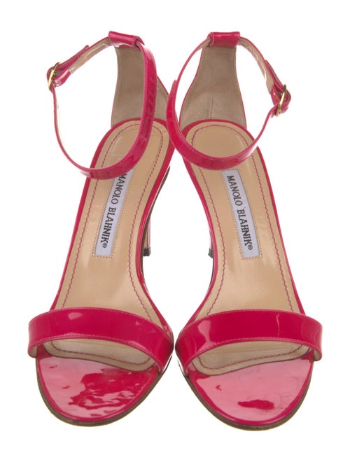 Manolo Blahnik Patent Leather Cutout Accent Sandals