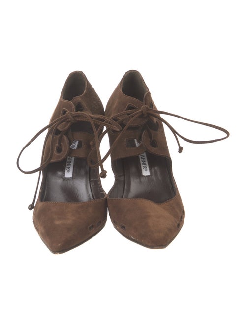 Manolo Blahnik Suede Lasercut Accents Pumps
