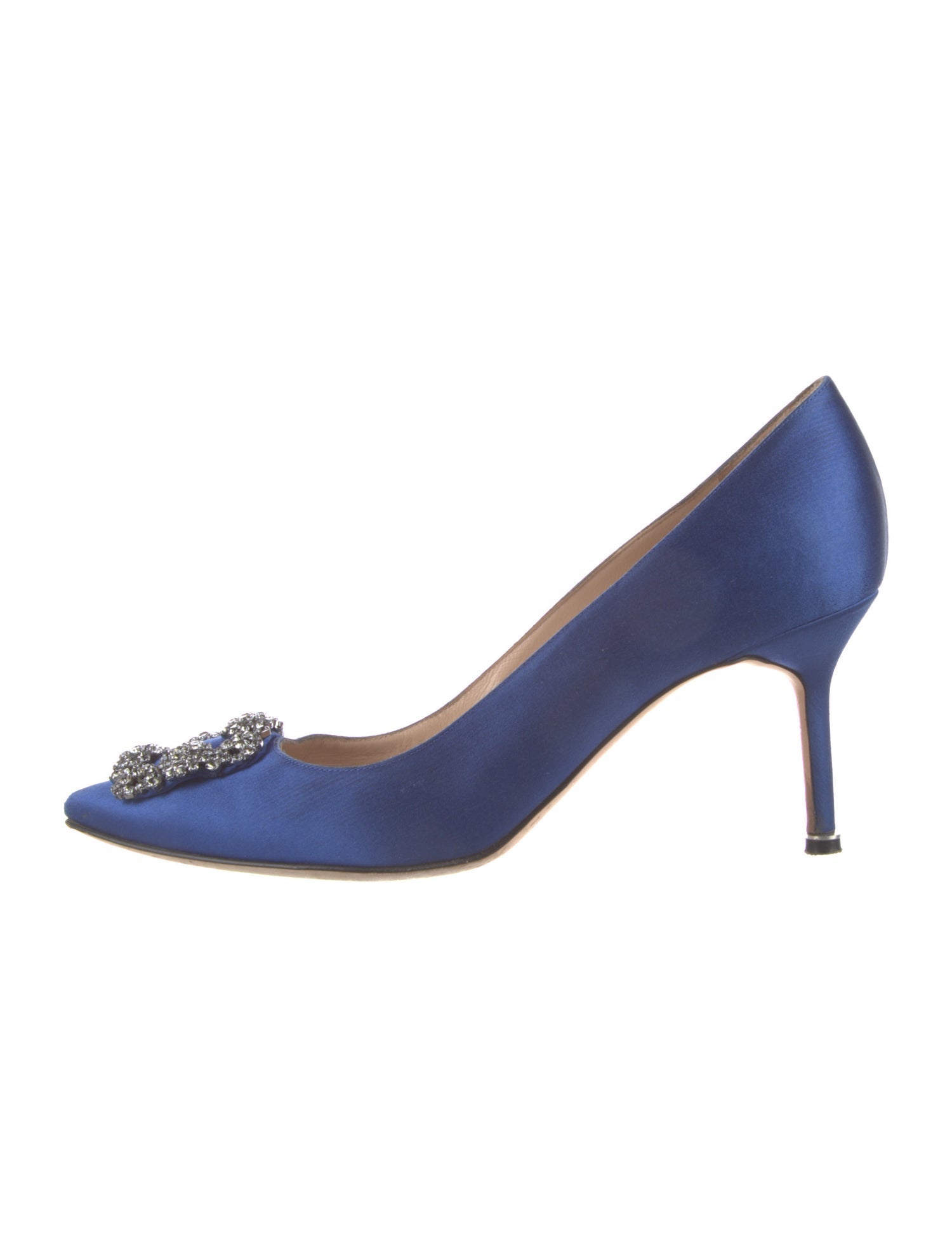 Manolo Blahnik Satin Crystal Embellishments Pumps