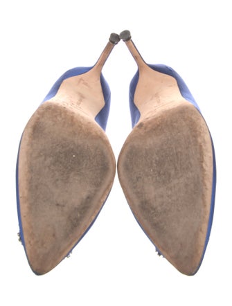 Manolo Blahnik Satin Crystal Embellishments Pumps