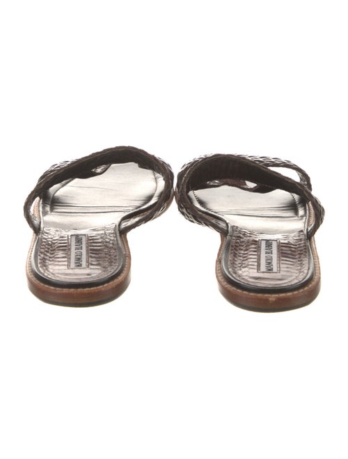 Manolo Blahnik Leather Braided Accents Slides
