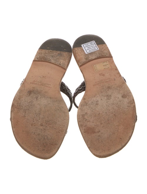 Manolo Blahnik Leather Braided Accents Slides