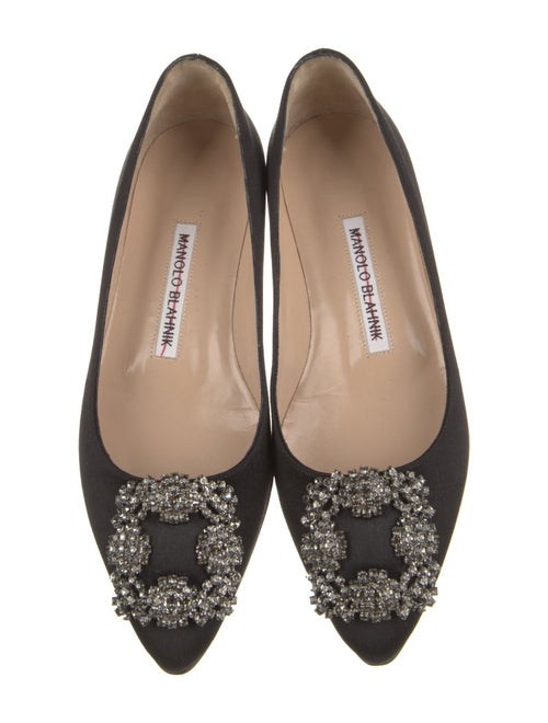 Manolo Blahnik Satin Crystal Embellishments Flats