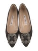 Manolo Blahnik Satin Crystal Embellishments Flats