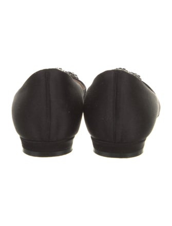 Manolo Blahnik Satin Crystal Embellishments Flats