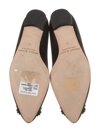 Manolo Blahnik Satin Crystal Embellishments Flats