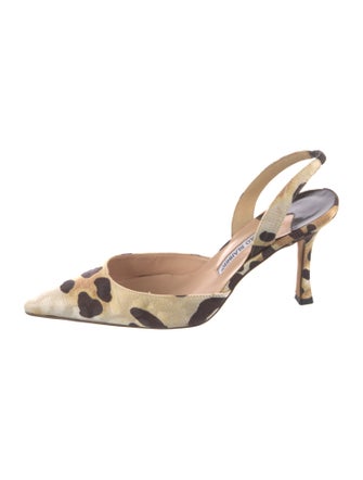 Manolo Blahnik Canvas Printed Slingback Pumps