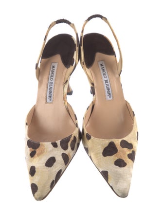 Manolo Blahnik Canvas Printed Slingback Pumps