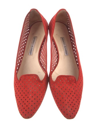 Manolo Blahnik Suede Lasercut Accents Flats