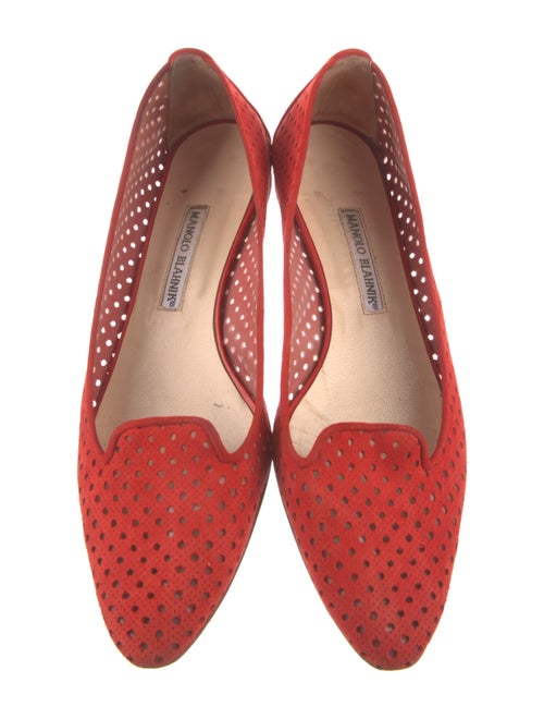Manolo Blahnik Suede Lasercut Accents Flats