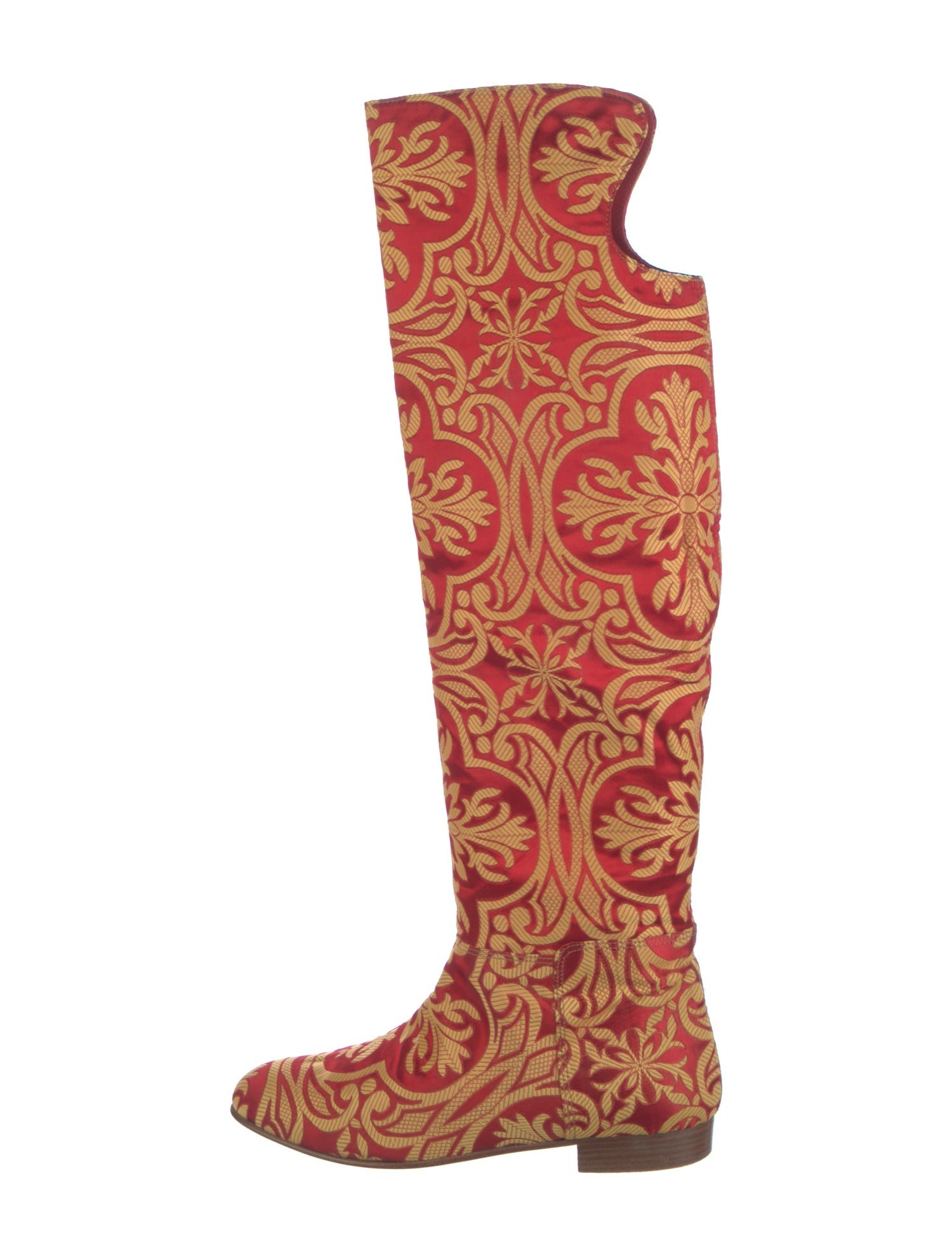 Manolo Blahnik Satin Printed Boots