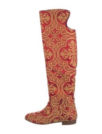 Manolo Blahnik Satin Printed Boots