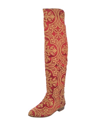 Manolo Blahnik Satin Printed Boots