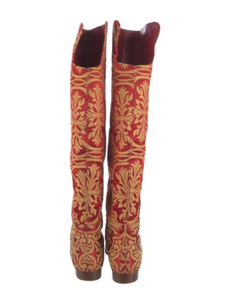 Manolo Blahnik Satin Printed Boots