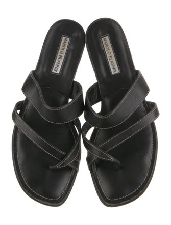 Manolo Blahnik Leather Slides