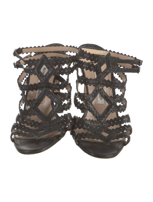 Manolo Blahnik Suede Scalloped Accent Sandals