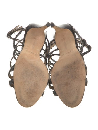 Manolo Blahnik Suede Scalloped Accent Sandals