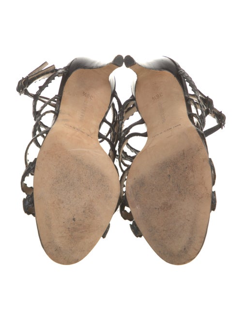 Manolo Blahnik Suede Scalloped Accent Sandals