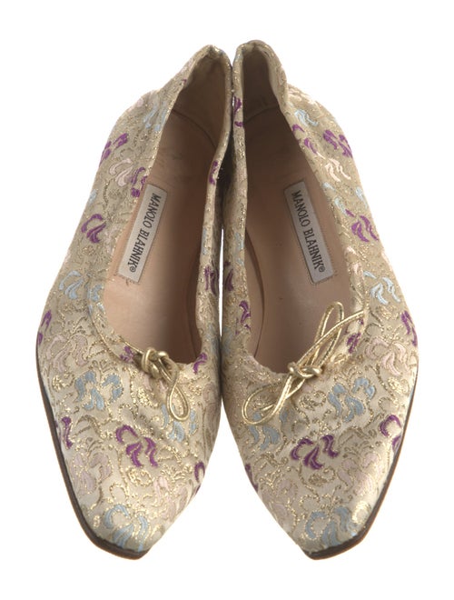 Manolo Blahnik Printed Bow Accents Ballet Flats