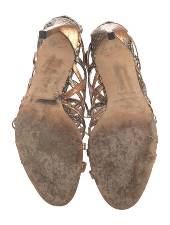 Manolo Blahnik Leather Animal Print Gladiator Sandals