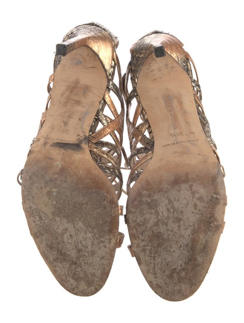 Manolo Blahnik Leather Animal Print Gladiator Sandals