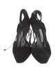 Manolo Blahnik Suede Cutout Accent T-Strap Pumps