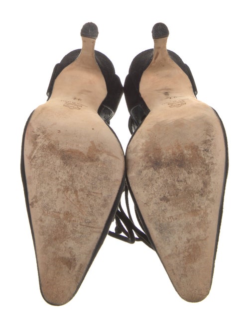 Manolo Blahnik Suede Cutout Accent T-Strap Pumps